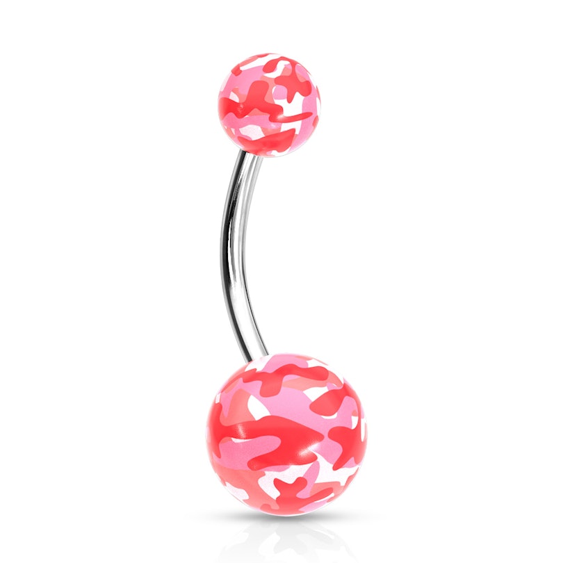 Piercing do pupíku s kuličkami s maskáčovým vzorem