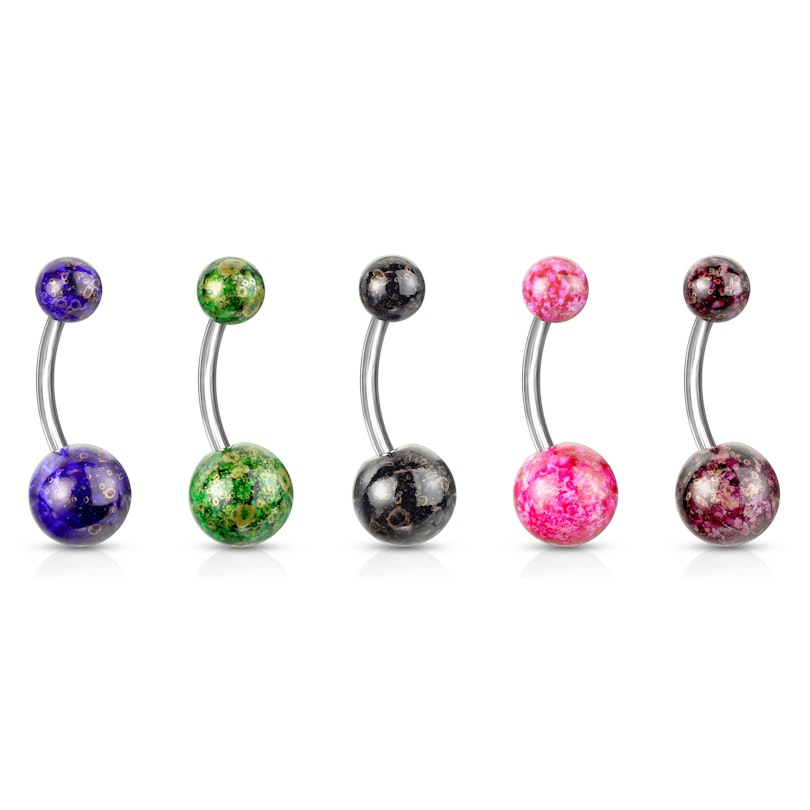 Piercing do pupíku s barevnými kuličkami z akrylátu