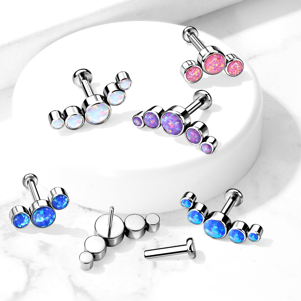 Push-in titanová labreta s opály