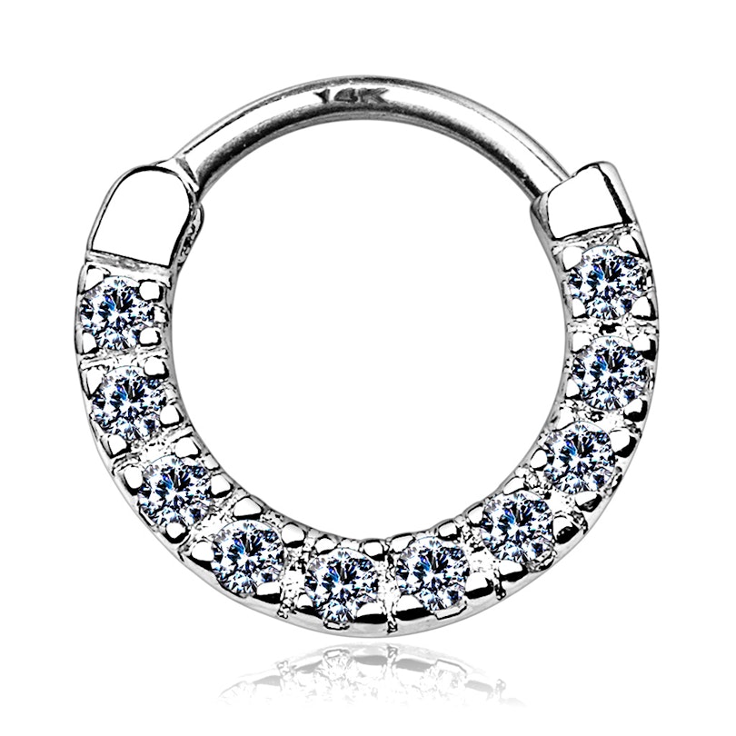 Zlatý 14kt septum piercing s 10 kamínky