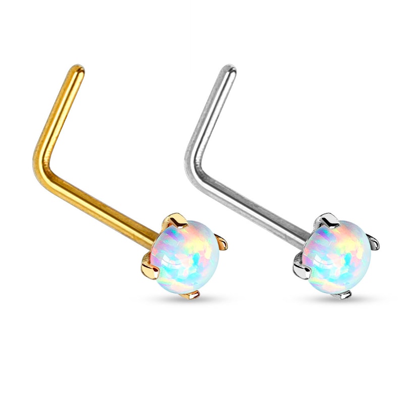 Zlatý 14kt piercing do nosu zahnutý do
