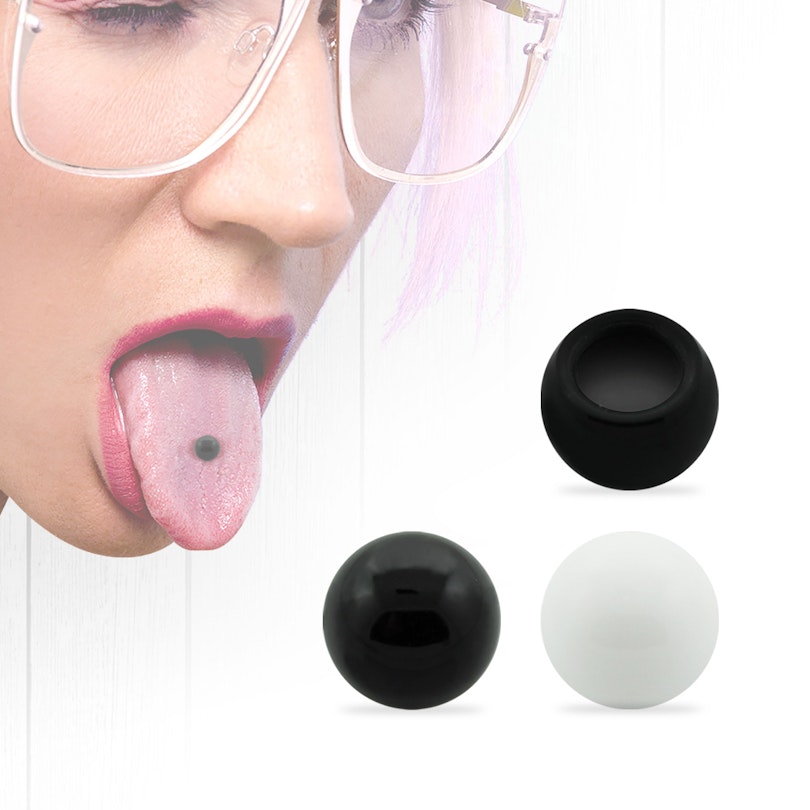 Falešný piercing z akrylátu do jazyka