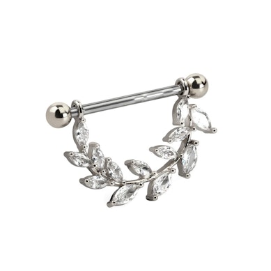 Piercing do bradavky s lístky z kamínků