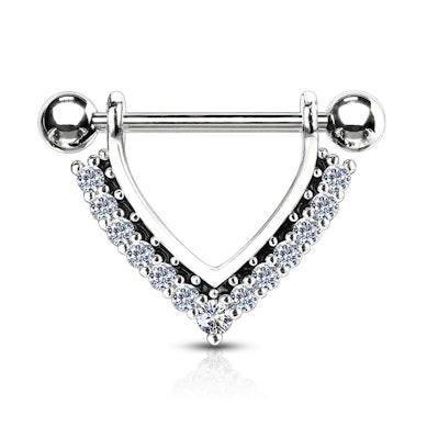 Piercing do bradavky ve tvaru V