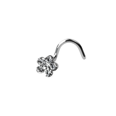Zahnutý piercing do nosu s květinou