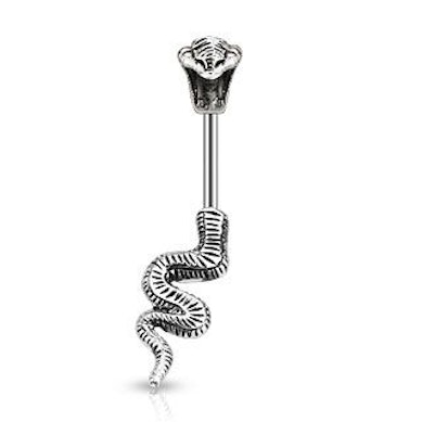 Piercing do pupíku z chirurgické oceli s kobrou