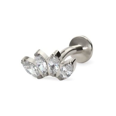 Titanový piercing do pupíku s markýzovými kamínky