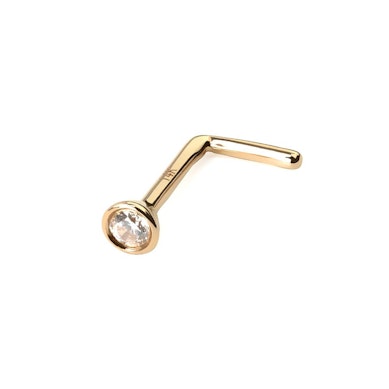 Zlatý 14kt piercing do nosu zahnutý do "L" s kamínkem