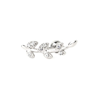 Piercing do ucha s lístky zdobenými kamínky