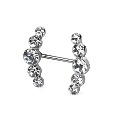 Piercing do bradavky s řadami kamínků