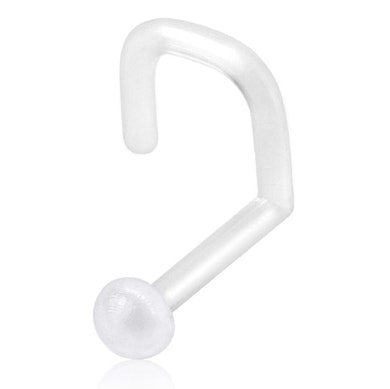 Zahnutý průhledný piercing do nosu náhrada - retainer