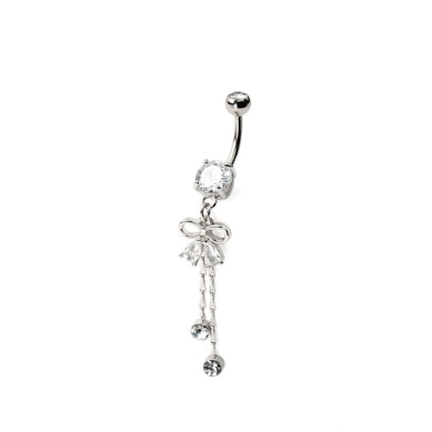 Piercing do pupíku s mašlí a řetízky