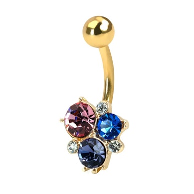 Piercing do pupíku se shlukem barevných kamínků