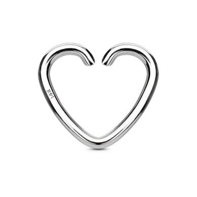 Zlatý 14kt piercing do ucha ve tvaru srdíčka