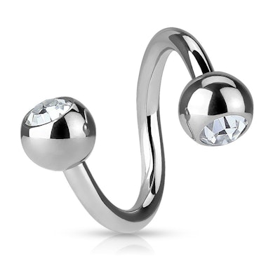 Piercing spirála z chirurgické oceli s kamínky