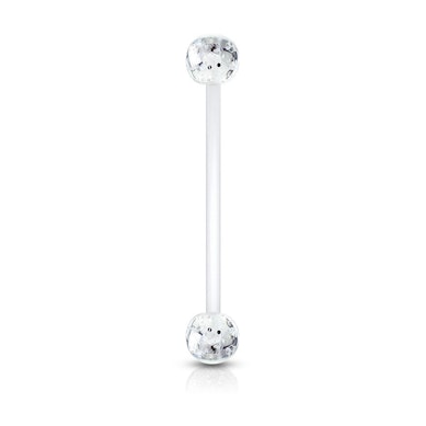 Těhotenský piercing do pupíku s kuličkami se třpytkami