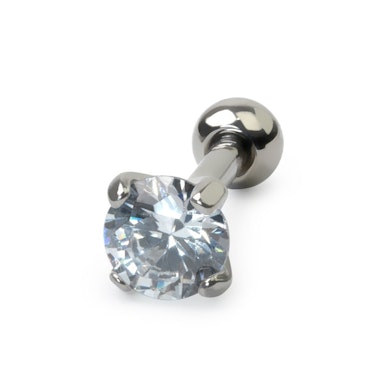 Titanový piercing do ucha s kulatým kamínkem