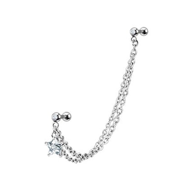 Tragus/helix piercing s řetízkem a hvězdičkou