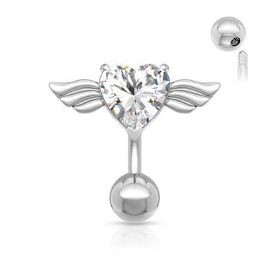 Piercing do pupíku s okřídleným srdcem