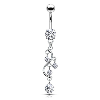 Piercing do pupíku s kamínky do tvaru s