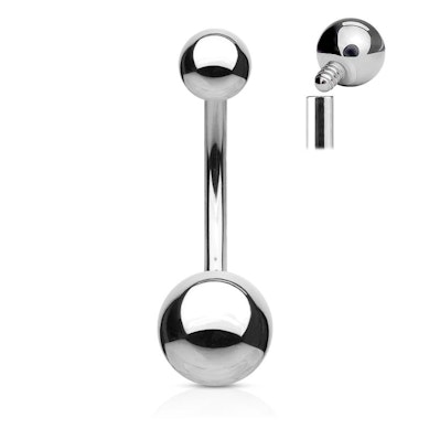 Jednoduchý piercing do pupíku z chirurgické oceli s vnitřním závitem