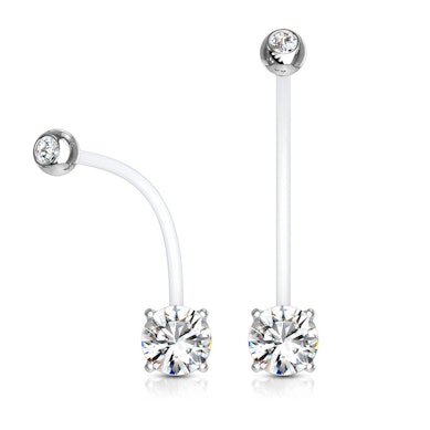 Těhotenský piercing do pupíku s kamínky