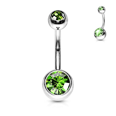 Piercing do pupíku z chirurgické oceli s kamínkem v různých barvách.