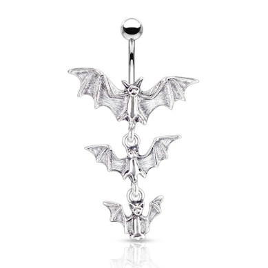 Piercing do pupíku se třemi netopýry