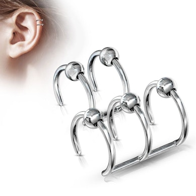 Falešný piercing do ucha s kuličkami