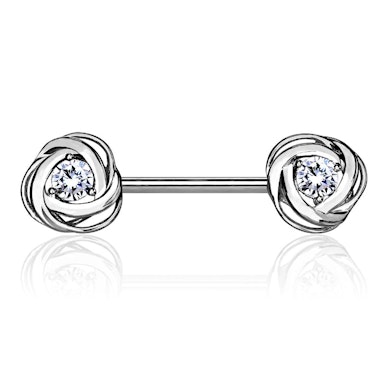 Piercing do bradavky s kamínky a růžemi