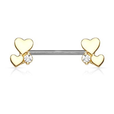 Piercing do bradavky se srdíčky a kamínky