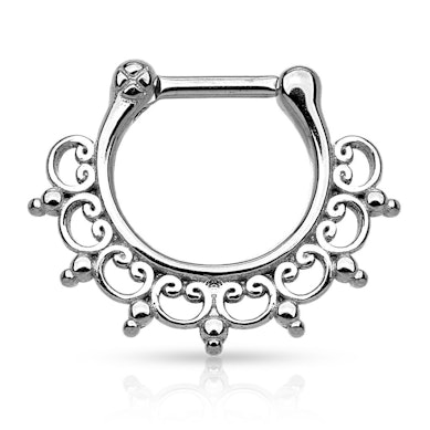Septum piercing z chirurgické oceli s ornamenty