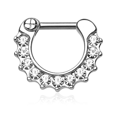Septum piercing zdobený kamínky
