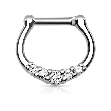Septum piercing s pěti kamínky