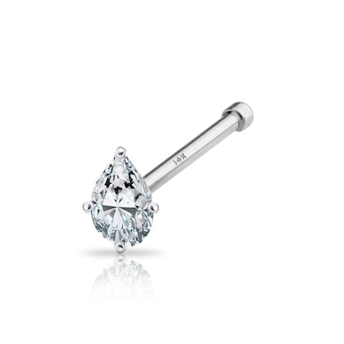Zlatý 14kt piercing do nosu se zirkonem ve tvaru kapky