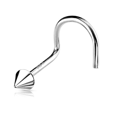 Zlatý 14kt zahnutý piercing do nosu s různými motivy