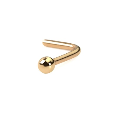 Zlatý 14kt piercing do nosu zahnutý do "L" s kuličkou