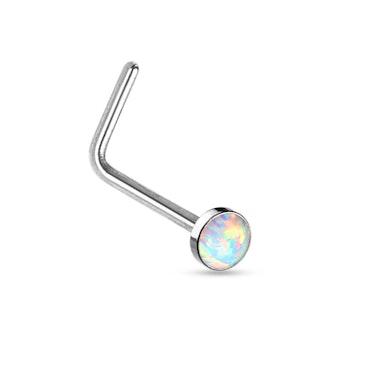 Zahnutý piercing do nosu s opálem