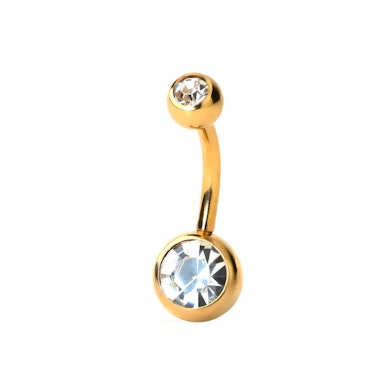 Pozlacený piercing do pupíku s kamínkem v různých barvách