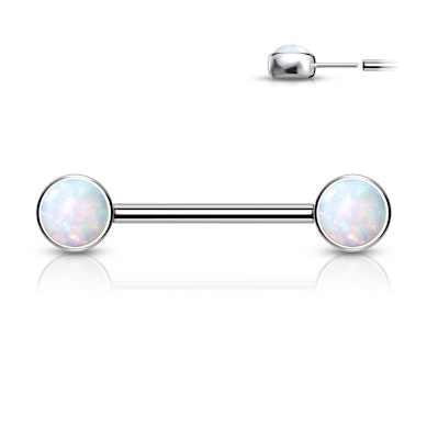 Push-in titanový piercing do bradavky s opály