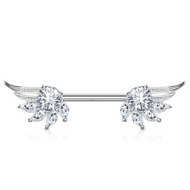 Šperk do bradavky s andělskými křídly a kamínky 