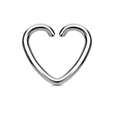 Piercing do ucha - barevné rozevírací srdíčko