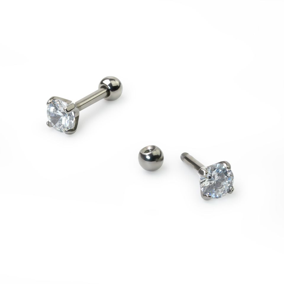 Titanový piercing do ucha s kulatým kamínkem