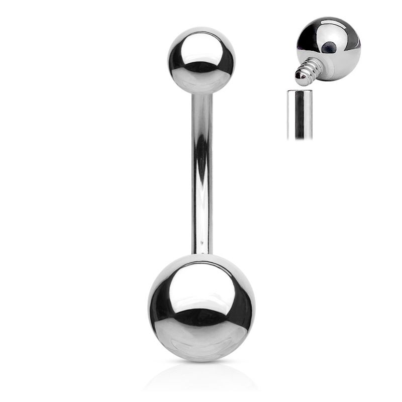 Jednoduchý piercing do pupíku z chirurgické oceli s vnitřním závitem
