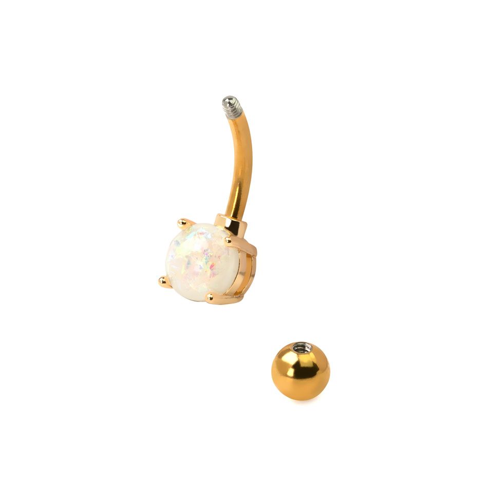Piercing do pupíku z chirurgické oceli s opálovým kamínkem