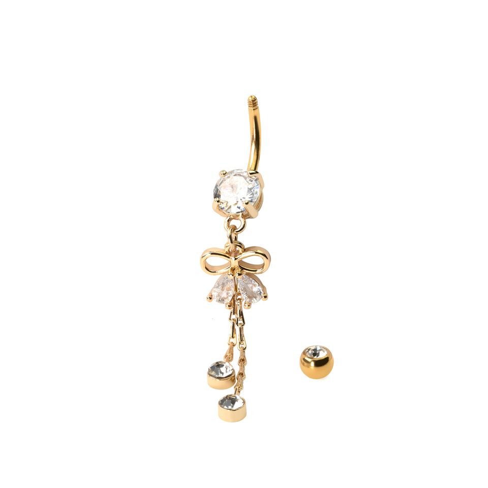 Piercing do pupíku s mašlí a řetízky