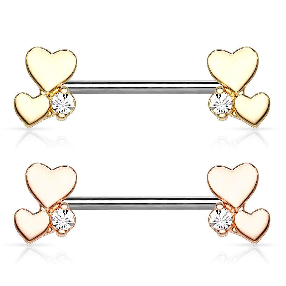 Piercing do bradavky se srdíčky a kamínky
