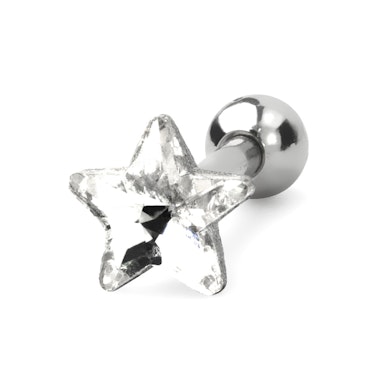 Piercing do ucha se zirkonem různých barev a tvarů