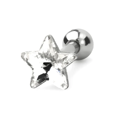 Piercing do ucha se zirkonem různých barev a tvarů