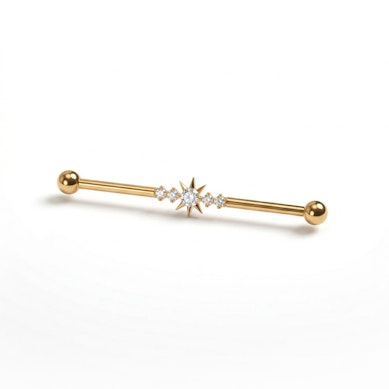 Titanová industrial činka s hvězdou a kamínky